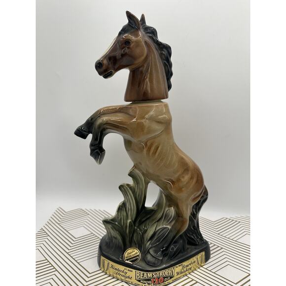 Vintage Jim Beam Whiskey Decanter Horse Bottle 120 Month Old 14” Sculpture - Picture 1 of 7
